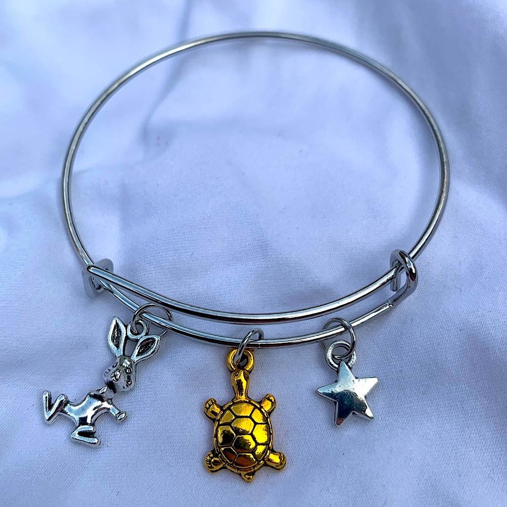 Brand New! Handmade! Adjustable Charm Bangle Bracelet!